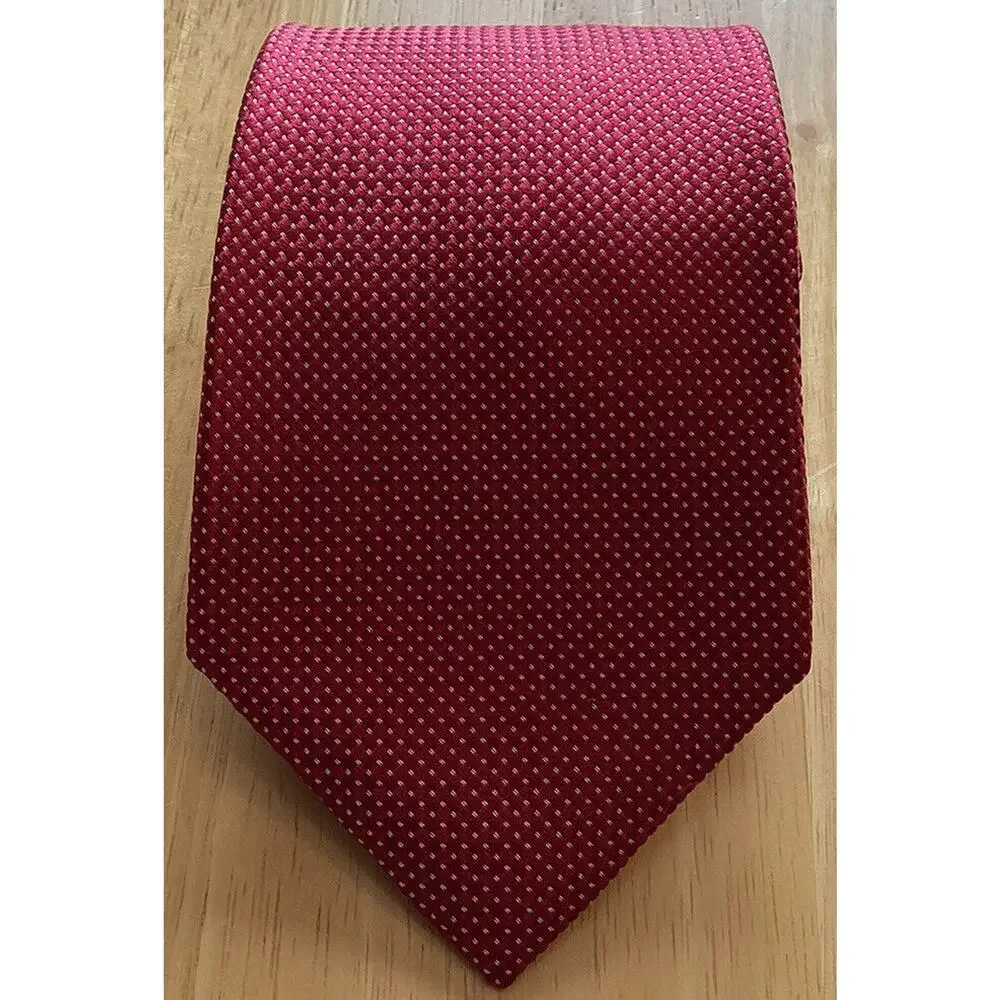 IZOD Men’s Tie red beige Micro dot 3.5” silk mens‎ Designer Necktie Tie